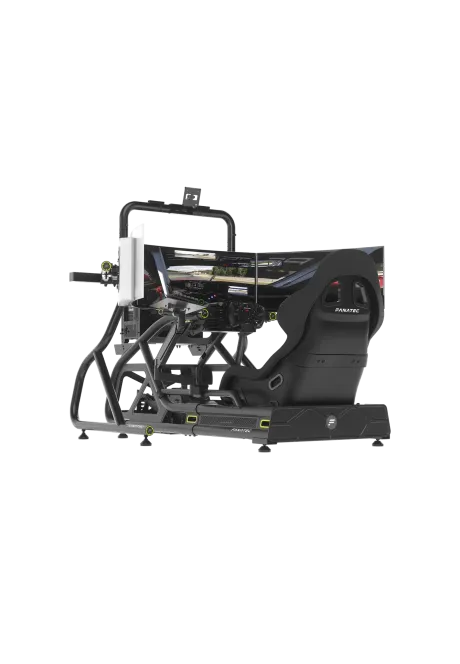 Fanatec ClubSport GT Kokpit Czarny widok od tyłu z lewej z potrójnymi monitorami