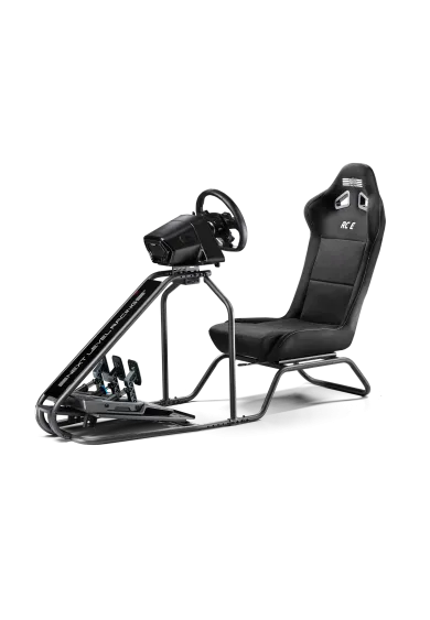 Next Level Racing RC Essential widok od przodu z przykładową bazą kierownicy