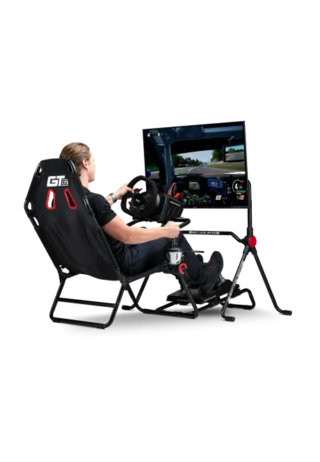 Next Level Racing Lite Stojak Na Monitor widok na przykładowe użycie ze stelażem