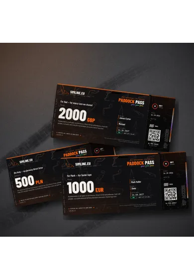 Simline sim racing gift voucher – paddock pass