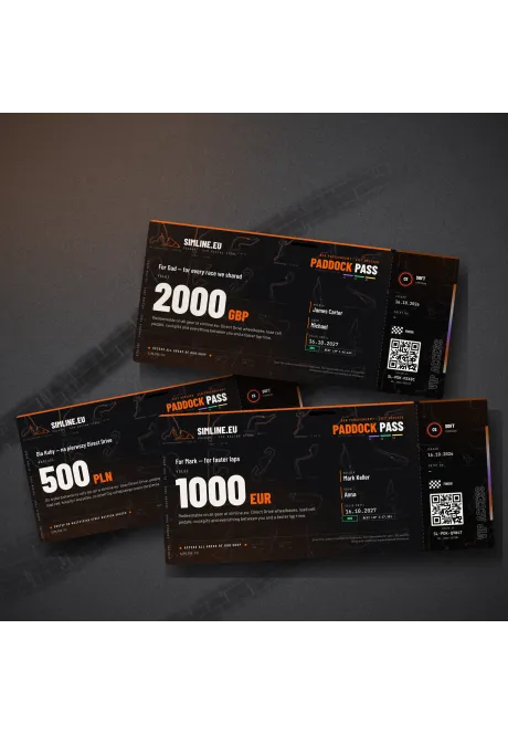Simline sim racing gift voucher – paddock pass