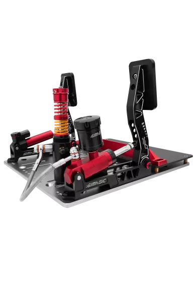 simline.euSimagic P2000 - L200RFSimagicSimagic P2000 L200RF is a 2-pedal sim racing set (throttle + brake) with a powerful 200 kg Load Cell brake and hydraulic design. No clutch – perfect for iRacing and GT racers. Fully compatible with Alpha Mini, Alpha, and Alpha U.
The carbon fiber heel plate P-C200, heel stop P-F268 and haptic motor P-HPR are not included with the Simagic P2000 pedals – they must be purchased separately.