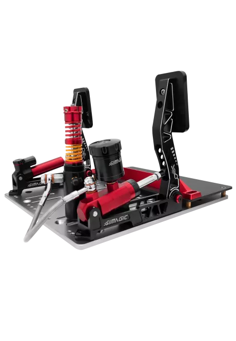 simline.euSimagic P2000 - L200RFSimagicSimagic P2000 L200RF is a 2-pedal sim racing set (throttle + brake) with a powerful 200 kg Load Cell brake and hydraulic design. No clutch – perfect for iRacing and GT racers. Fully compatible with Alpha Mini, Alpha, and Alpha U.
The carbon fiber heel plate P-C200, heel stop P-F268 and haptic motor P-HPR are not included with the Simagic P2000 pedals – they must be purchased separately.