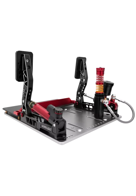 simline.euSimagic P2000 - L200RFSimagicSimagic P2000 L200RF is a 2-pedal sim racing set (throttle + brake) with a powerful 200 kg Load Cell brake and hydraulic design. No clutch – perfect for iRacing and GT racers. Fully compatible with Alpha Mini, Alpha, and Alpha U.
The carbon fiber heel plate P-C200, heel stop P-F268 and haptic motor P-HPR are not included with the Simagic P2000 pedals – they must be purchased separately.