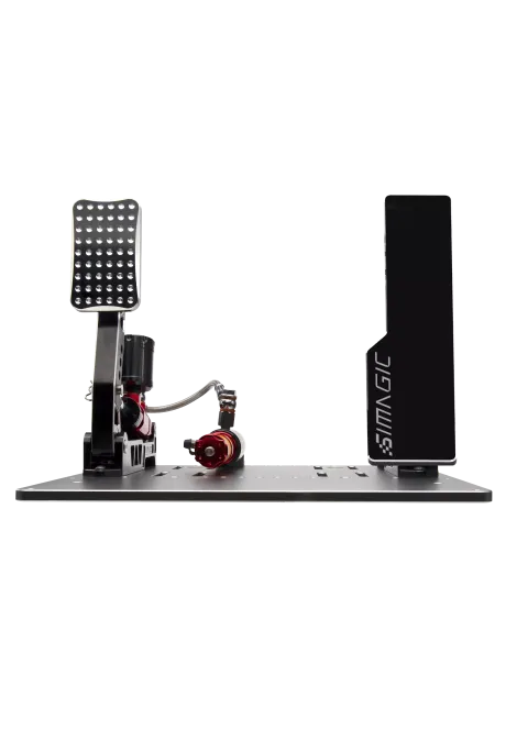 simline.euSimagic P2000 - L200RFSimagicSimagic P2000 L200RF is a 2-pedal sim racing set (throttle + brake) with a powerful 200 kg Load Cell brake and hydraulic design. No clutch – perfect for iRacing and GT racers. Fully compatible with Alpha Mini, Alpha, and Alpha U.
The carbon fiber heel plate P-C200, heel stop P-F268 and haptic motor P-HPR are not included with the Simagic P2000 pedals – they must be purchased separately.