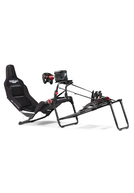 Next Level Racing Formula Lite Pro konfiguracja z dodatkowymi akcesoriami, widok od przodu