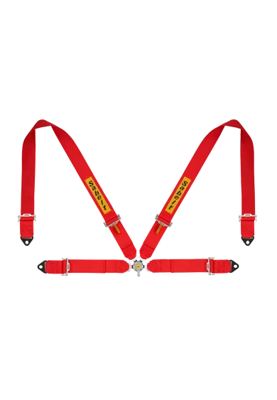 Sabelt 4P Seatbelts wariant czerwony widok od przodu