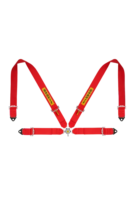 Sabelt 4P Seatbelts wariant czerwony widok od przodu