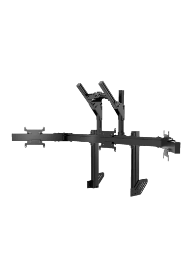 Simgasm Apex Integrated Quad Monitor Stand black front view right side