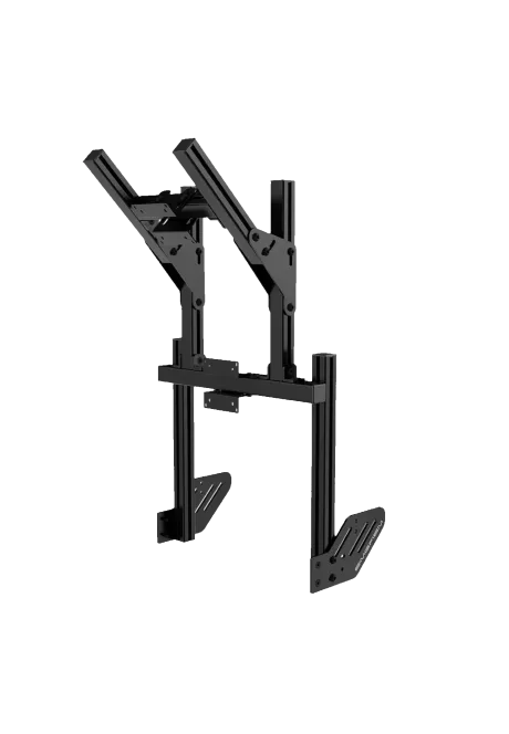 Simgasm Core Integrated Dual Monitor Stand black front right side view