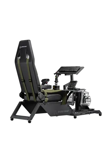 Next Level Racing Kokpit Boeing Flight Simulator Military widok od tyłu z przykładowym układem hotas